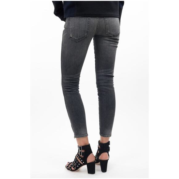 AMO Twist Zip Jeans Womens Size 26 Smoked Black Denim Mid Rise Cropped Skinny - Picture 4 of 15